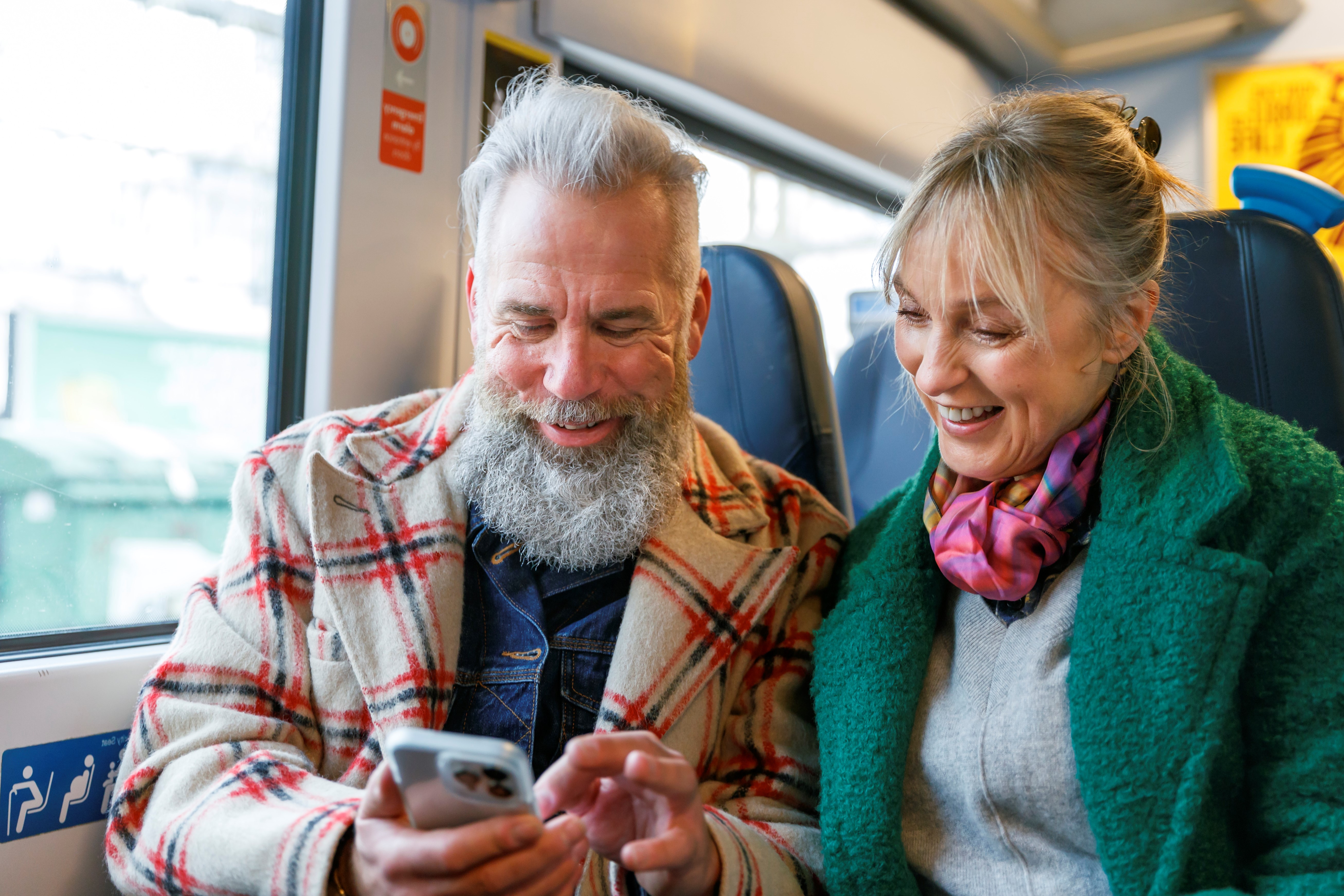 couple sitting on the train